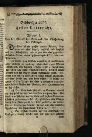 Erdbeschreibung: Erster Unterricht