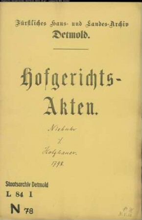 Niebuhr zu Heidenoldendorf gegen Anne Marie Elisabeth Holzhauer zu Heidenoldendorf - Alimentation