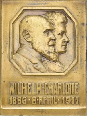 Plakette auf die Silberhochzeit von König Wilhelm II. und Königin Charlotte von Württemberg