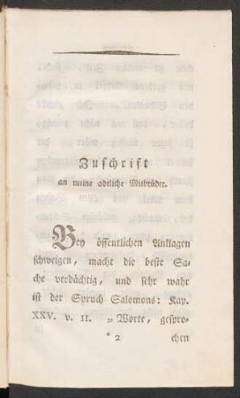 Zuschrift an meine adeliche Mitbrüder.