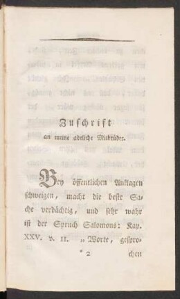 Zuschrift an meine adeliche Mitbrüder.