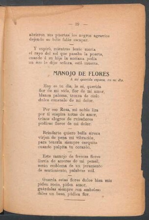 Manojo de flores : A mi querida esposa, en su día.