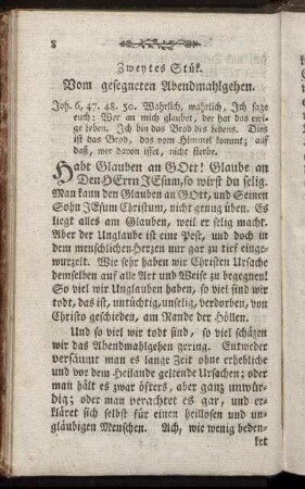 Zweytes Stük. Vom gesegneten Abendmahlgehen.