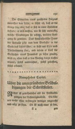 Neunzehndes Capitel. Uiber die ungegründeten Beschuldigungen der Schriftsteller