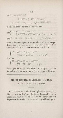 Sur les équations de l'équilibre astatique.