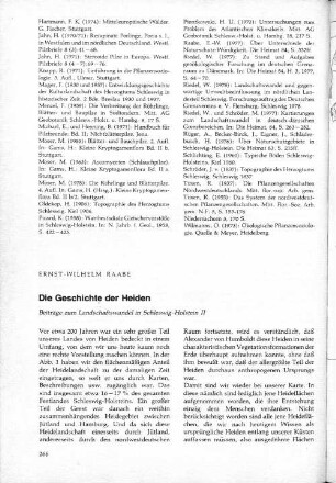 Die Geschichte der Heiden. Beiträge zum Landschaftswandel in Schleswig-Holstein II.