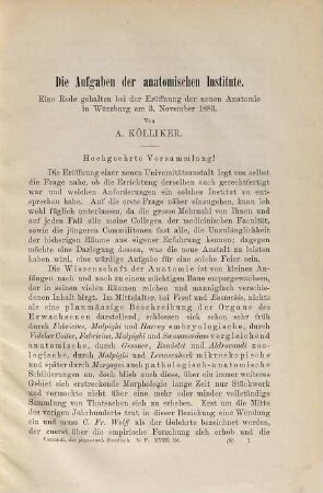 Die Aufgaben der anatomischen Institute