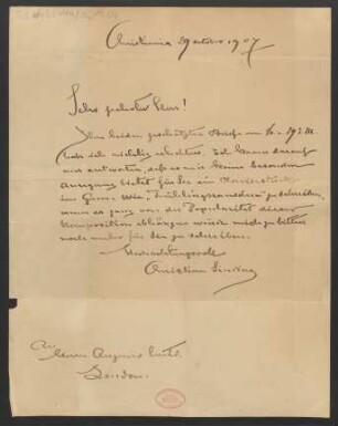 Brief an Augener Ltd.  : 29.10.1907