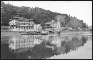 Meißen. Geipelburg, Elbe mit Dampfer Pirna