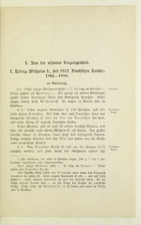 I. Aus der näheren Vergangenheit