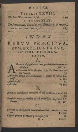 Index rerum praecipuarum