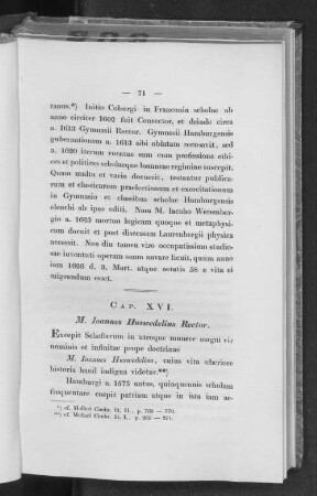 Cap. XVI. M. Ioannes Huswedelius Rector.