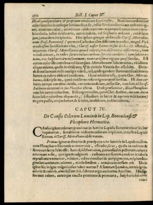 Caput IV. De Causis Colorum Luminis in Lap. Bononiensi & Phosphoro Hermetico.