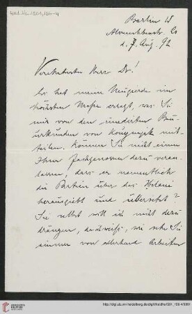 Korrespondenz Otto Puchstein/Carl Bezold: Brief von Otto Puchstein an Carl Bezold
