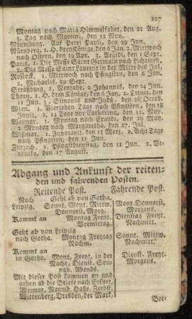Abgang und Ankunft der reitenden und fahrenden Posten