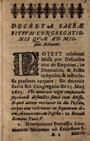 Decreta sacra a rituum congregatione in ordine ad Missam et divinum officium condita