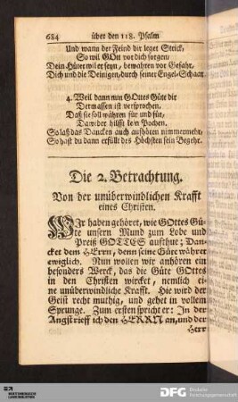 Die 2. Betrachtung. Von der unüberwindlichen Krafft eines Christen.