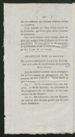 Du système défensif de la part des puissances, et du système de la part de la France