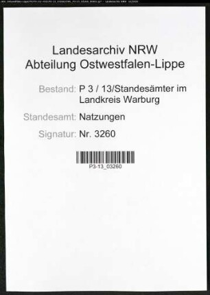 Sterberegister Standesamt Natzungen