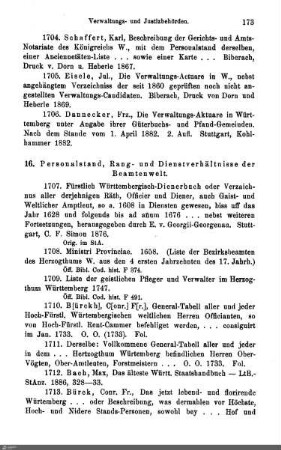 16. Personalstand, Rang- und Dienstverhältnisse der Beamtenwelt