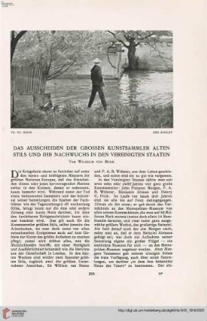 31: Das Ausscheiden der grossen Kunstsammler alten Stils und ihr Nachwuchs in den Vereinigten Staaten
