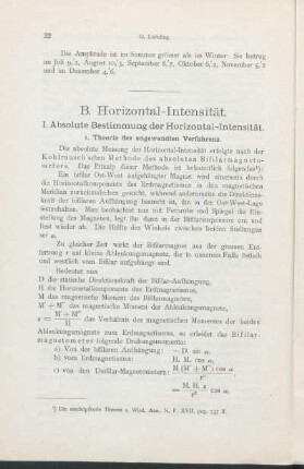 I. Absolute Bestimmung der Horizontal-Intensität.