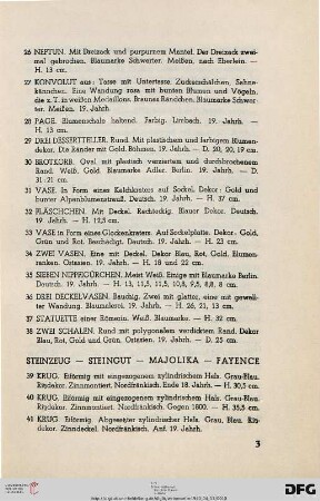 II. Steinzeug, Steingut, Majolika, Fayence (Nr. 39-62)