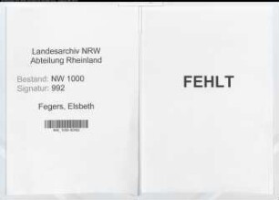 Entnazifizierung Elsbeth Fegers, geb. 26.12.1919 (Angestellter)