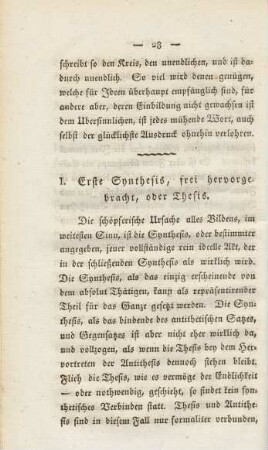 I. Erste Synthesis, frei hervorgebracht, oder Thesis
