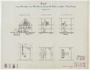 Technische Zeichnung : Projekt zum Umbau der Mühle des Herrn A. Faber in Ifta bei Creuzburg
