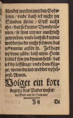 Volget ein kort begryp des Vader unses ...