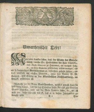 Unpartheyischer Leser