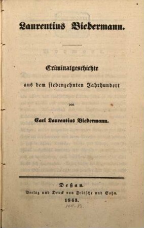 Criminalgeschichte aus dem siebenzehnten Jahrhundert