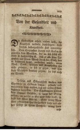 Von der Gesundheit und Krankheit.