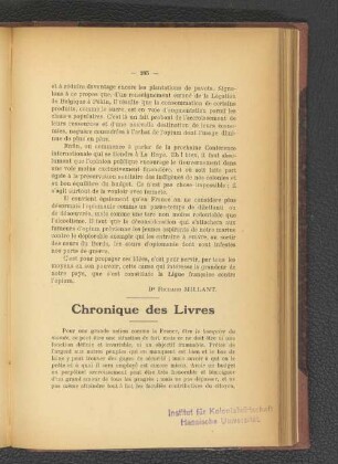 Chronique des Livres.