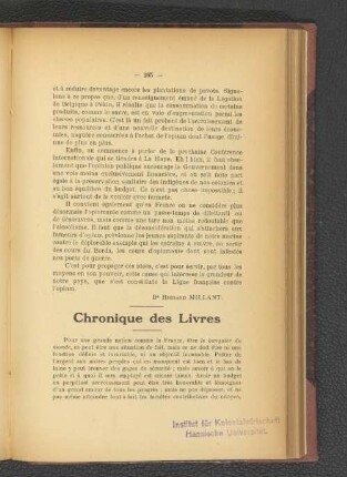 Chronique des Livres.