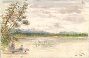 Neureuther, Eugen Napoleon; Deutschland; Österreich; Landschaftsskizzen - Abend am Hartsee (Ansicht)