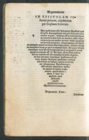 In Epistolam Iohannis primam, argumentum ...