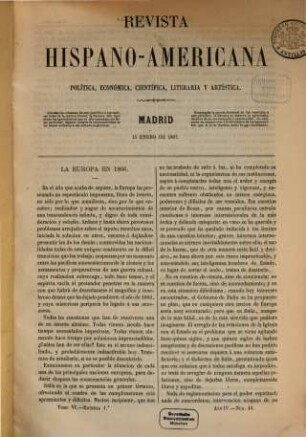 Revista hispano-americana, política, económica, científica, literaria y artística, 6. 1867 = Jg. 4, Jan. - Febr.