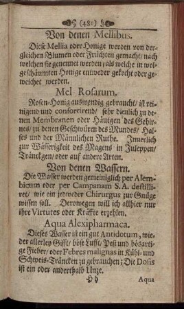Von denen Mellibus. - Von denen Chymischen Medicamenten.
