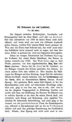 Die Ortsnamen Lys und Lysbüchel.