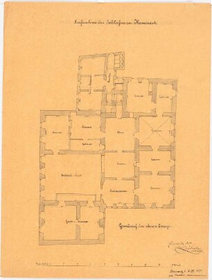 Schloss Kaminietz Erweiterung: Grundriss 1. Obergeschoss, Maßstabsleiste