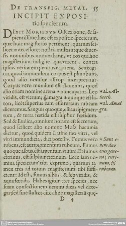INCIPIT EXPSItio specierum.