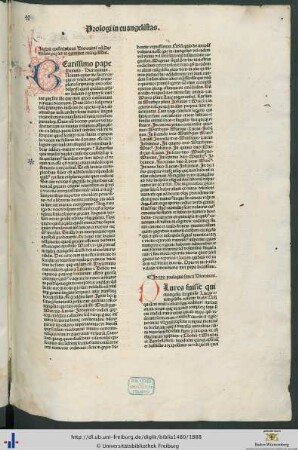 Epistola beati Hieronimi ad Damasum papam in quattuor evangelistas et prologus