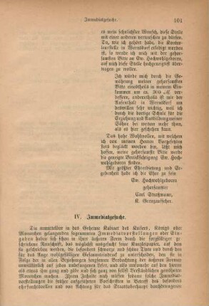 IV. Immediatgesuche.