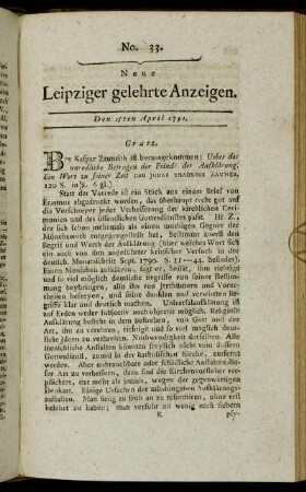 No. 33. Den 25ten April 1791.