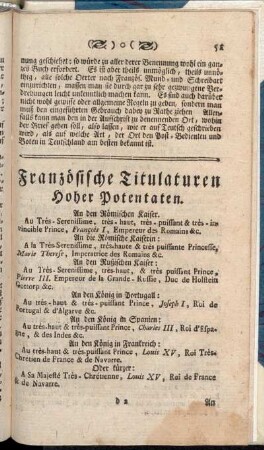 Französische Titulaturen Hoher Potentaten.
