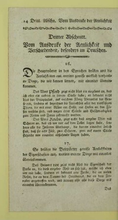 Dritter Abschnitt. Vom Ausdruke der Aenlichkeit und Verschiedenheit, besonders im Deutschen