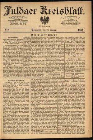 Erste Ausgabe vom Samstag, den 16. Januar 1897.