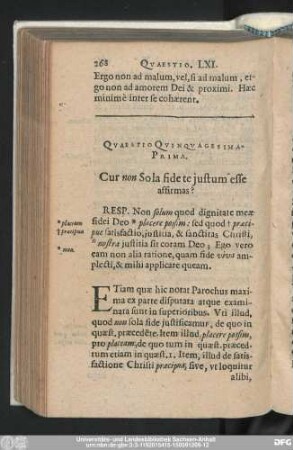 Quaestio Quinquagesima-Prima. Cur non Sola fide te iustum esse affirmas?